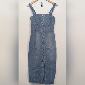 Frayed Denim Midi Dress